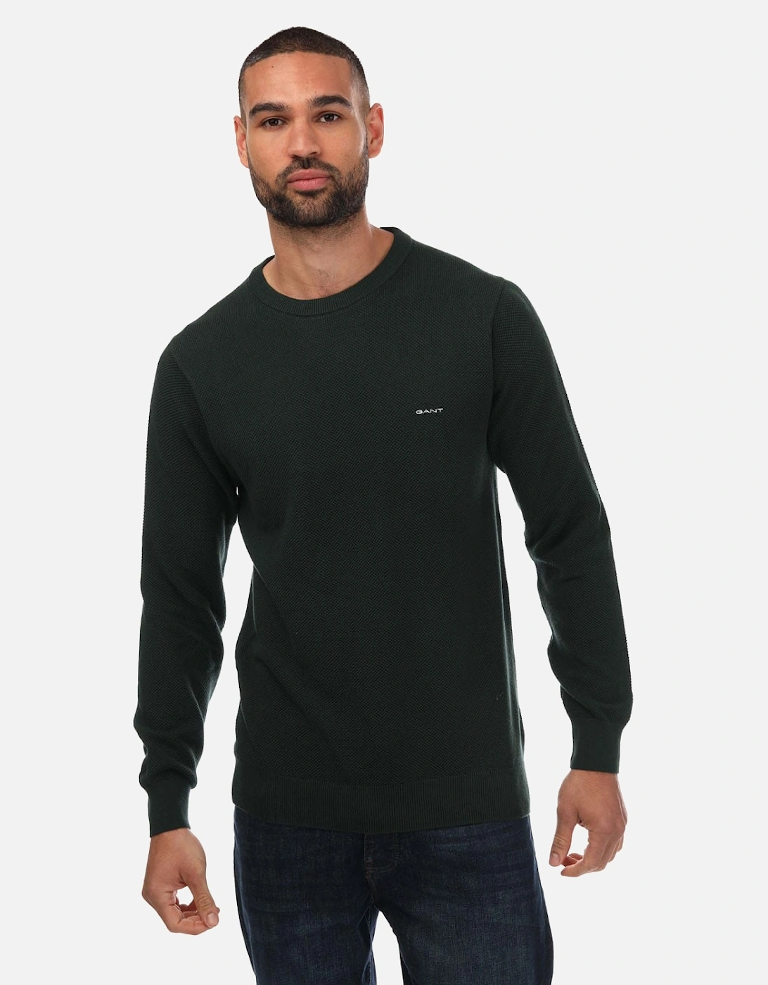 Mens Cotton Pique Crew Neck Sweatshirt, 9 of 8