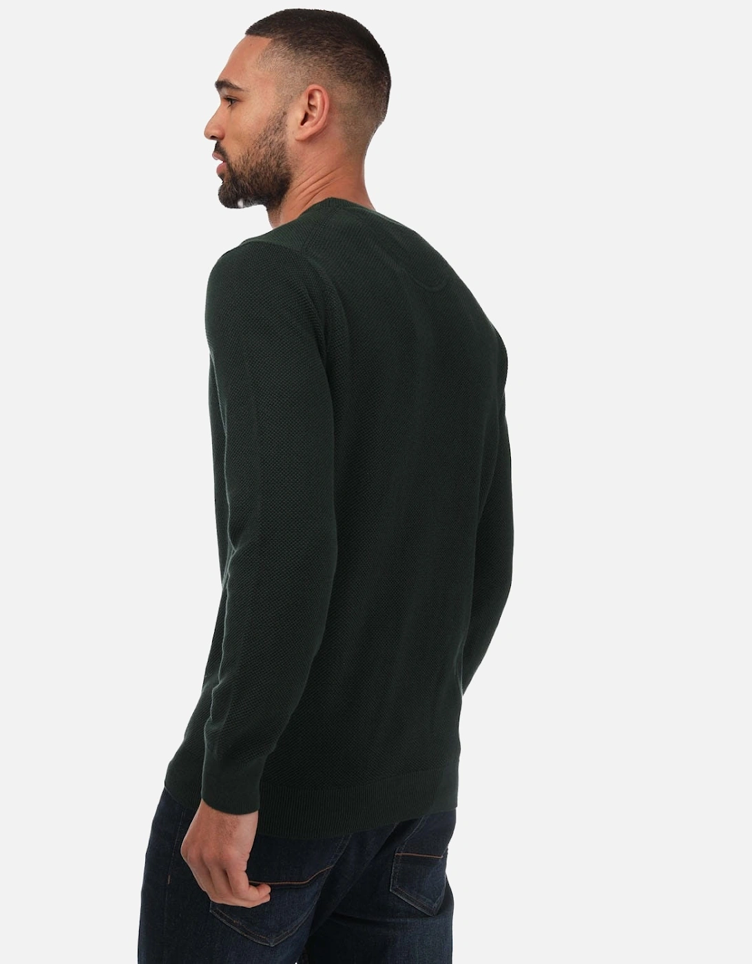 Mens Cotton Pique Crew Neck Sweatshirt