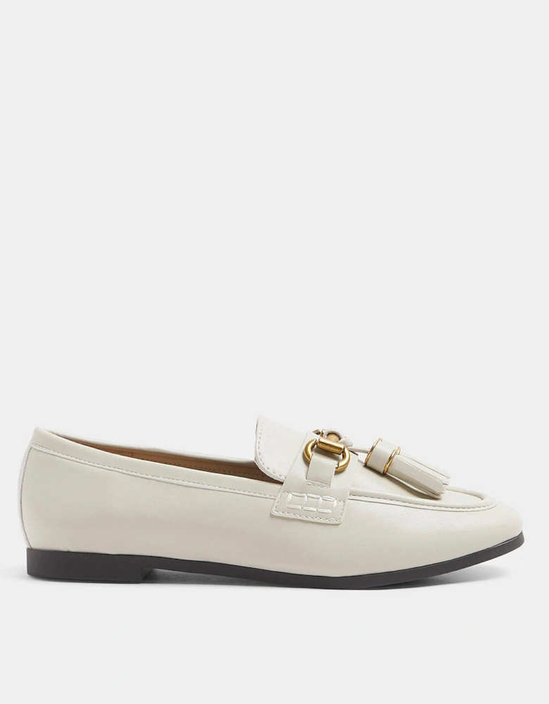 Wide Fit Tassle Snaffle Loafer - Cream
