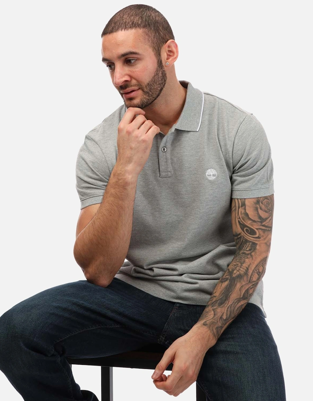 Mens Printed Neck Polo Shirt