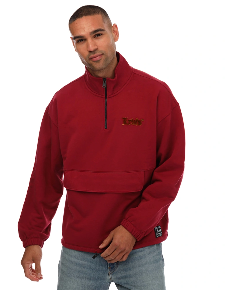 Mens Relaxed 1/4 Zip Pouch Jacket