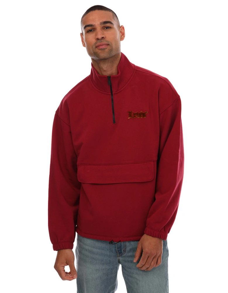 Mens Relaxed 1/4 Zip Pouch Jacket