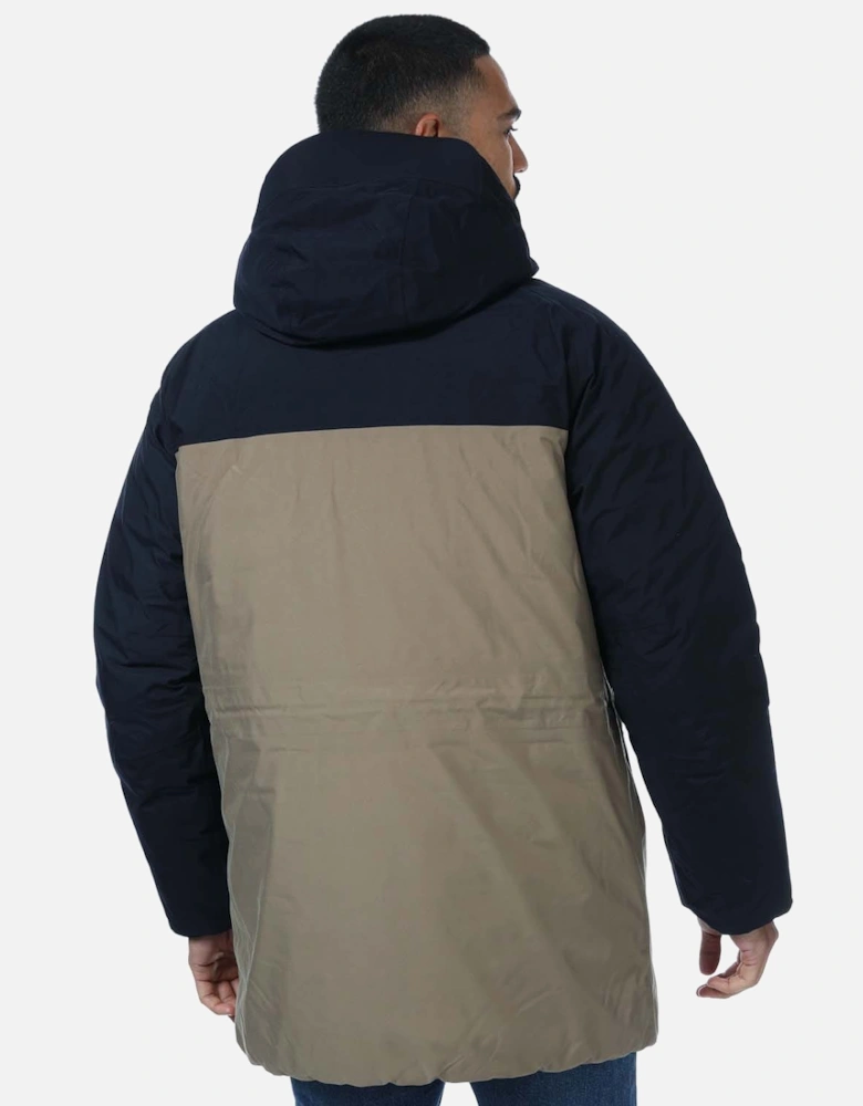 Mens Long Hood Water Repellent Quilted Parker - Mens Long Hood Water-Repellent Quilted Parka