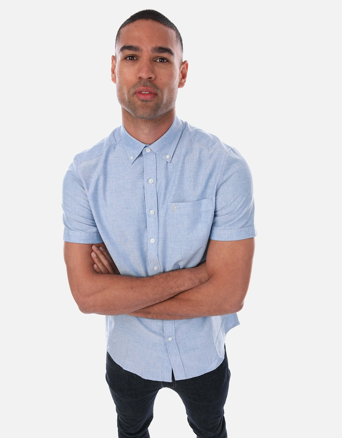 Mens Drayton Modern Fit Short Sleeve Oxford Shirt