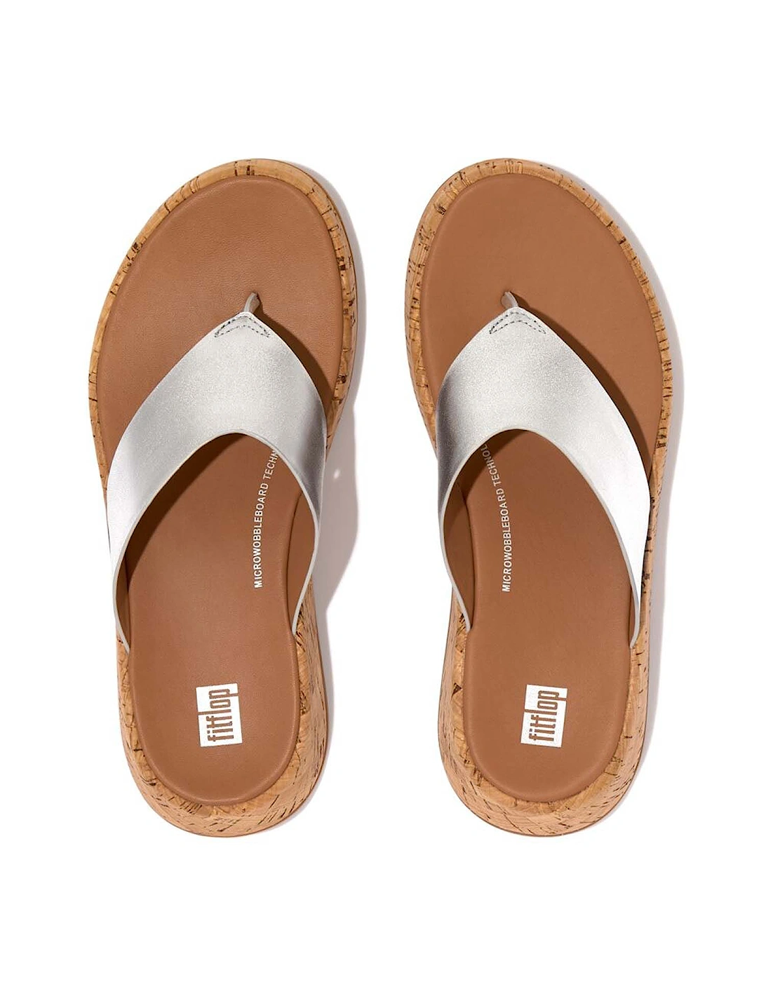 Womens F-Mode Leather Flatform Toe-Post Sandals