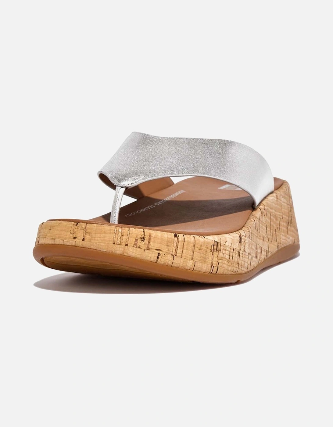 Womens F-Mode Leather Flatform Toe-Post Sandals