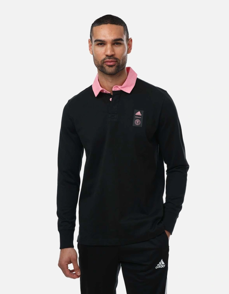 Mens Inter Miami Travel Long Sleeve Polo Shirt