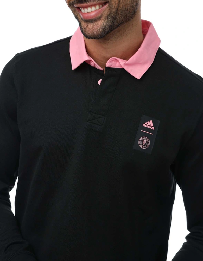 Mens Inter Miami Travel Long Sleeve Polo Shirt