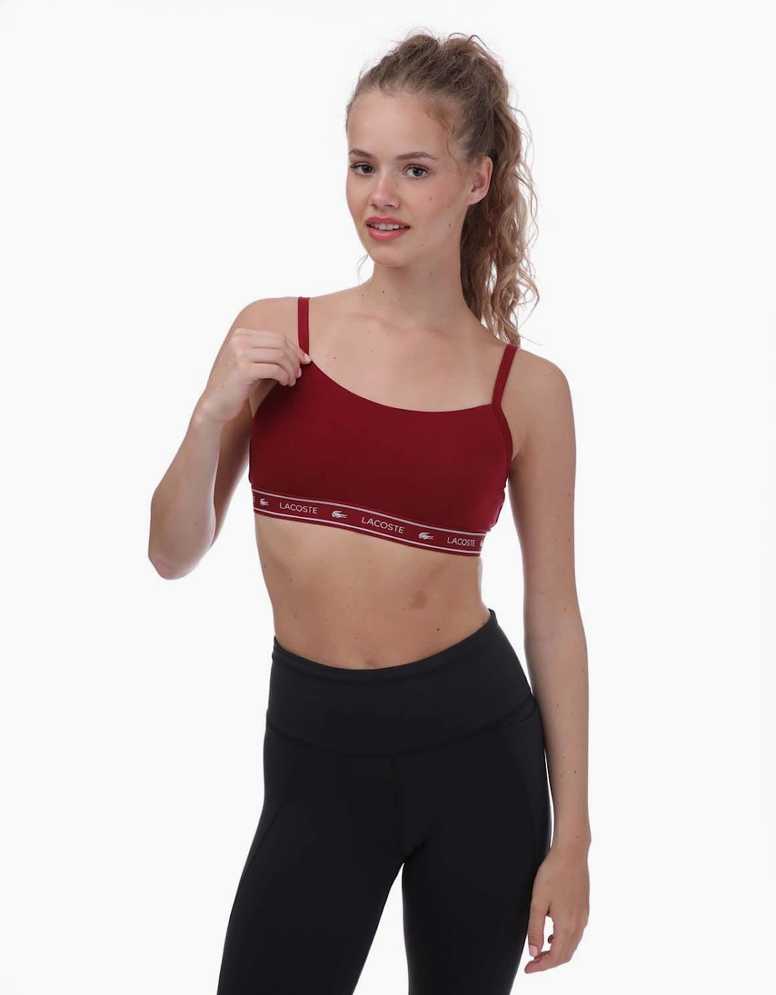 Lacoste Women's Branding Bandeau Bralette - Red - Size: 18/16