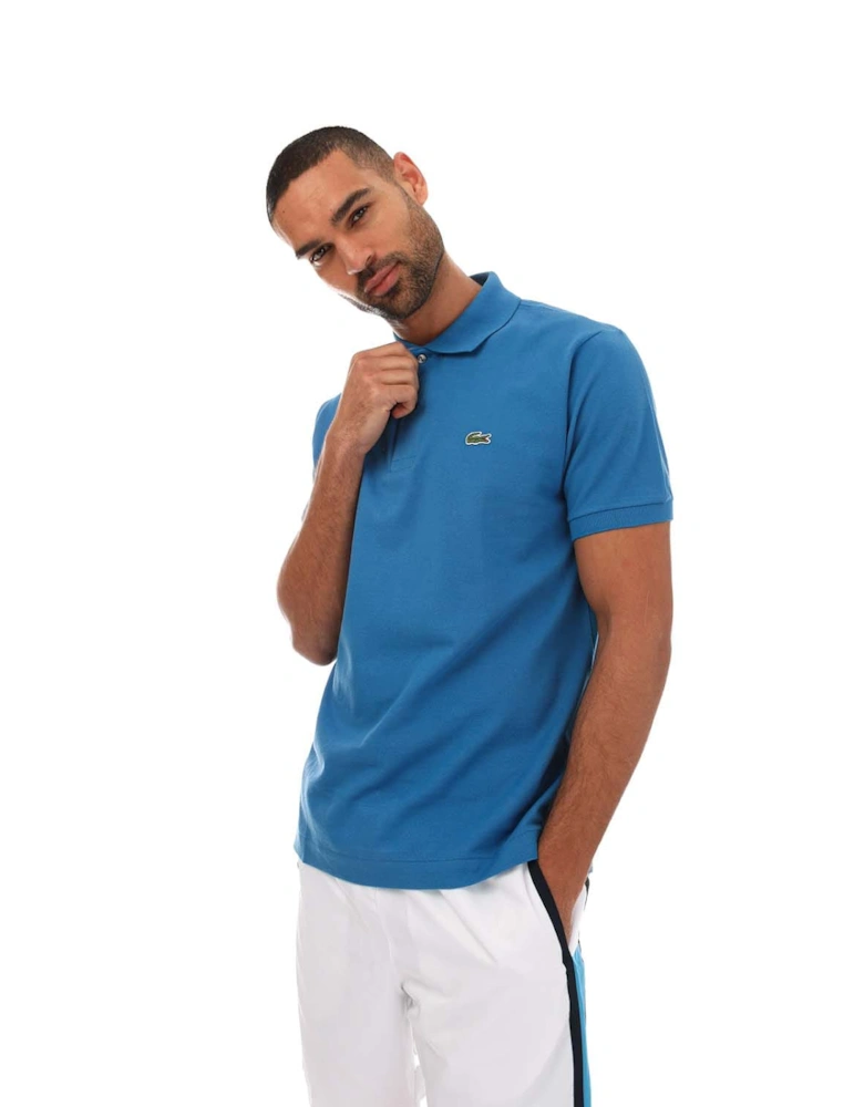 Mens Short Sleeved Ribbed Collar Polo Shirt