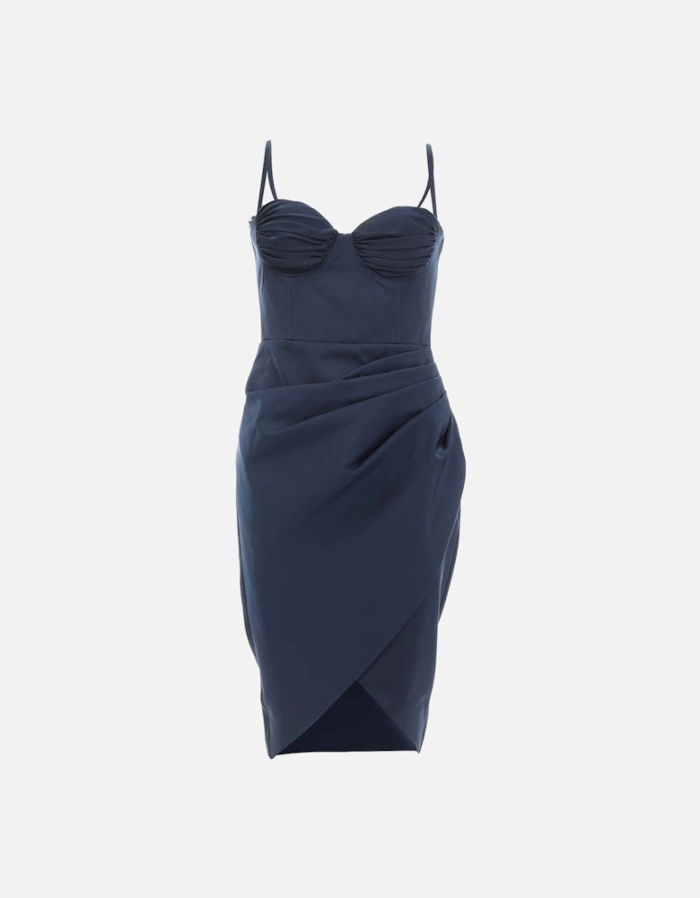 Womens Strap Ruched Midi Dress