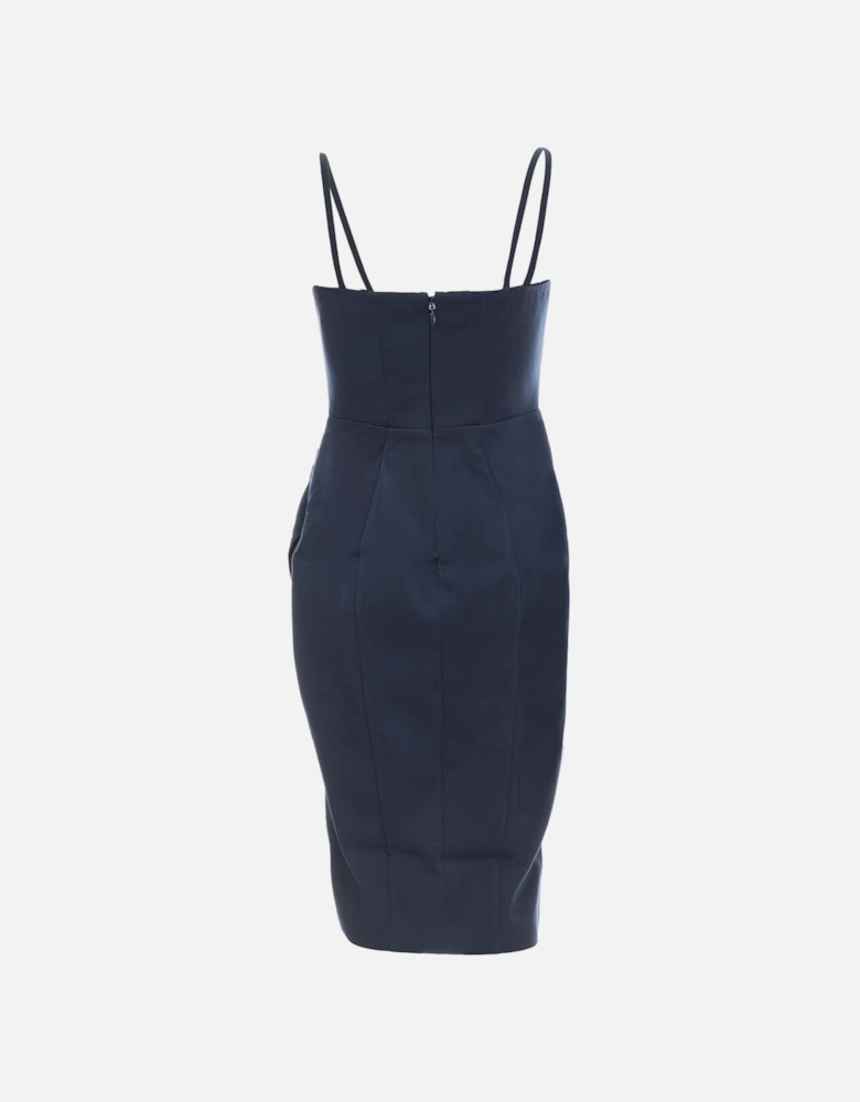 Womens Strap Ruched Midi Dress