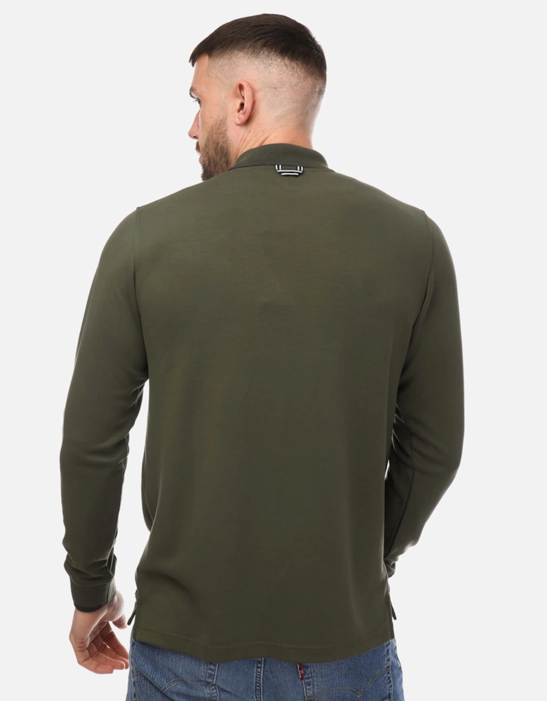 Legra Zip Neck Jersey Long Sleeve Polo Shirt