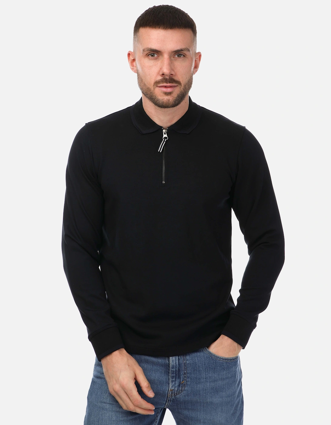 Legra Zip Neck Jersey Long Sleeve Polo Shirt, 5 of 4