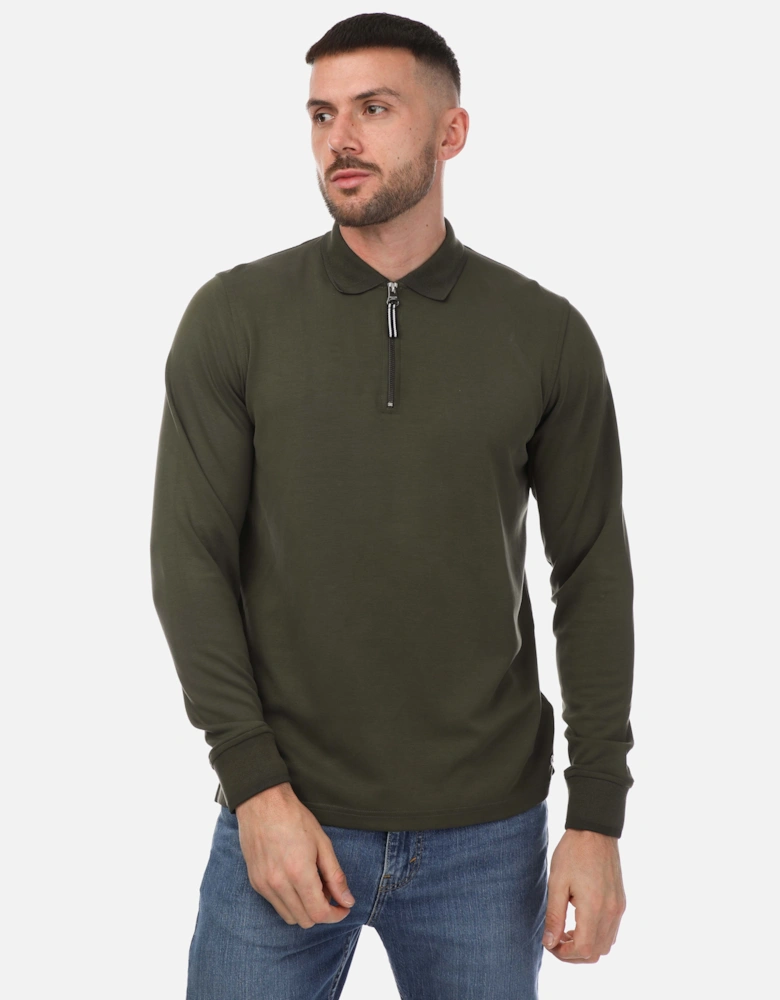 Legra Zip Neck Jersey Long Sleeve Polo Shirt