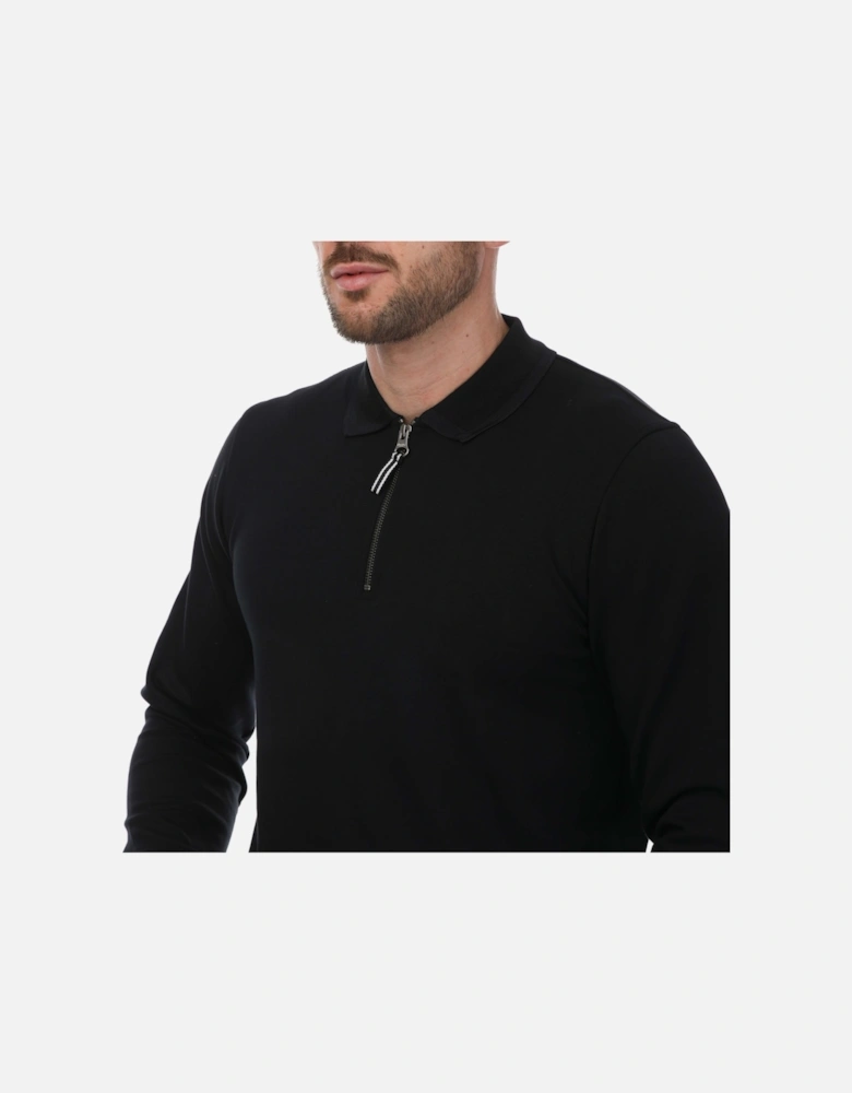 Legra Zip Neck Jersey Long Sleeve Polo Shirt