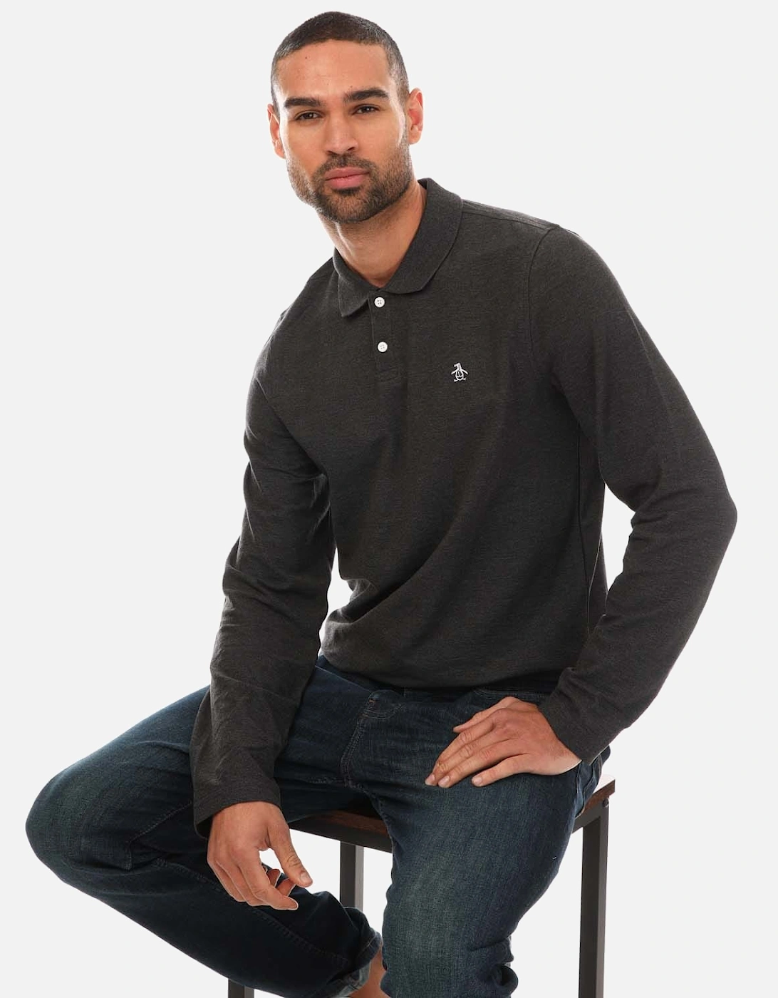 Mens Logo Long Sleeve Polo Shirt