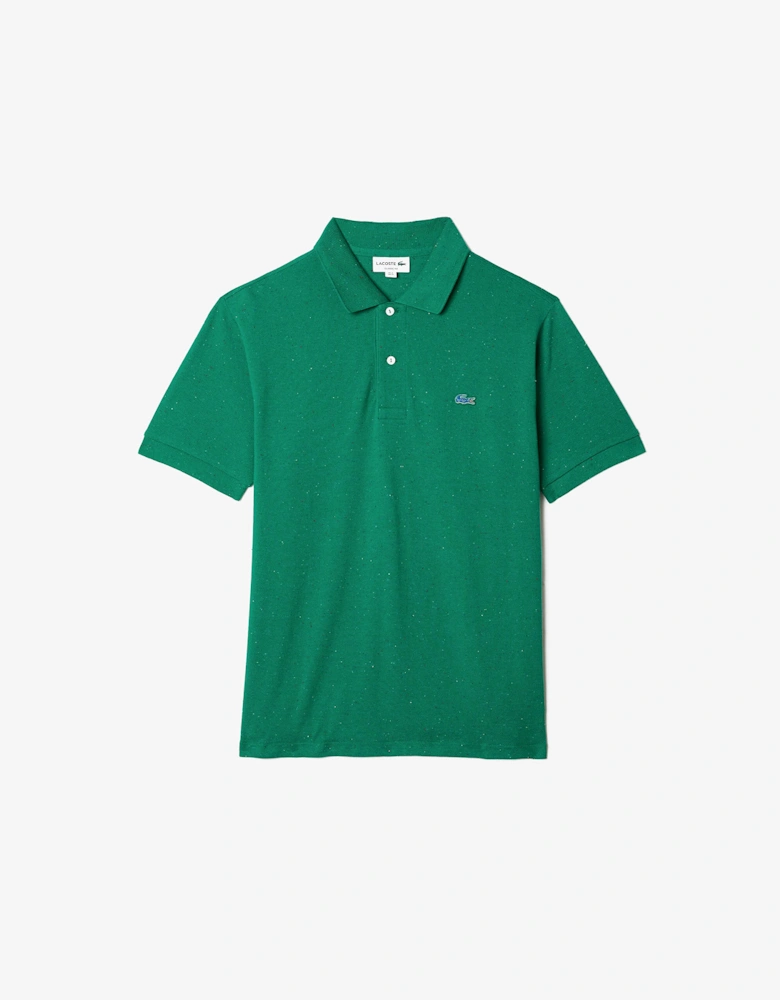 Classic Fit Speckled Print Cotton Pique Polo Shirt