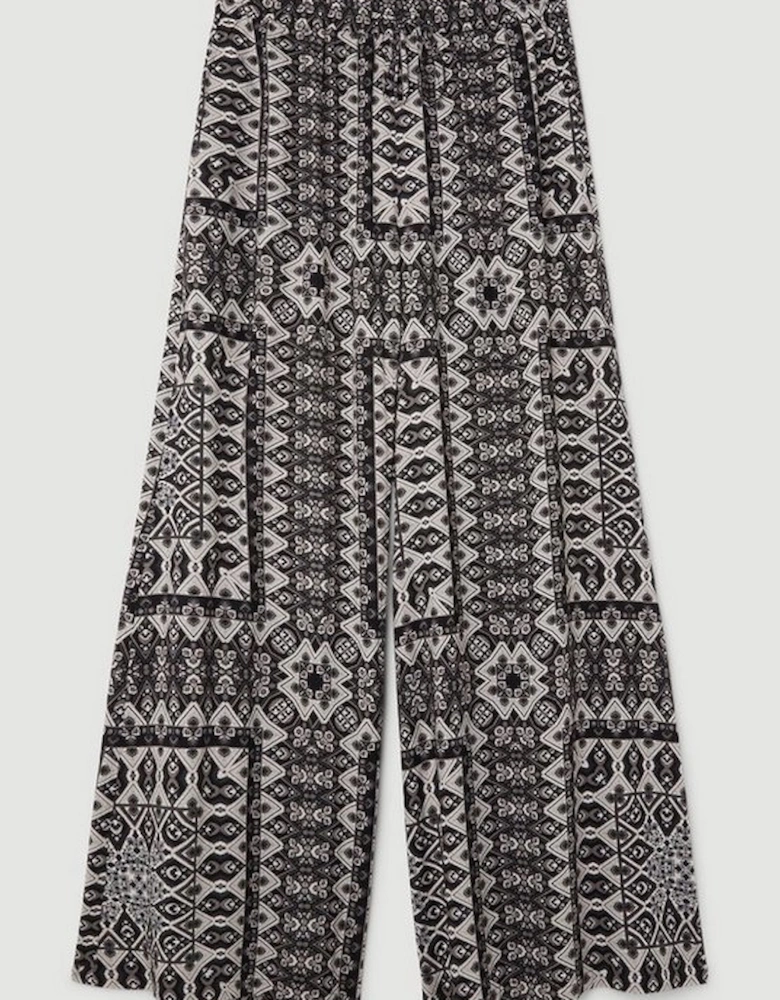 Tile Print Spun Viscose Beach Trousers