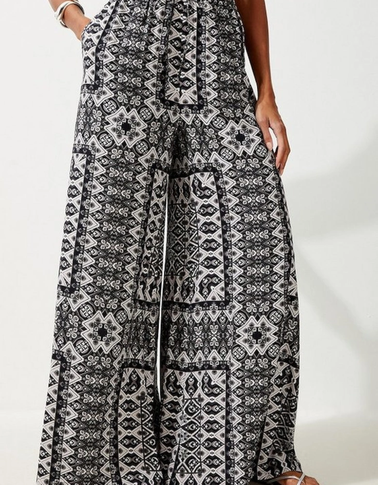 Tile Print Spun Viscose Beach Trousers