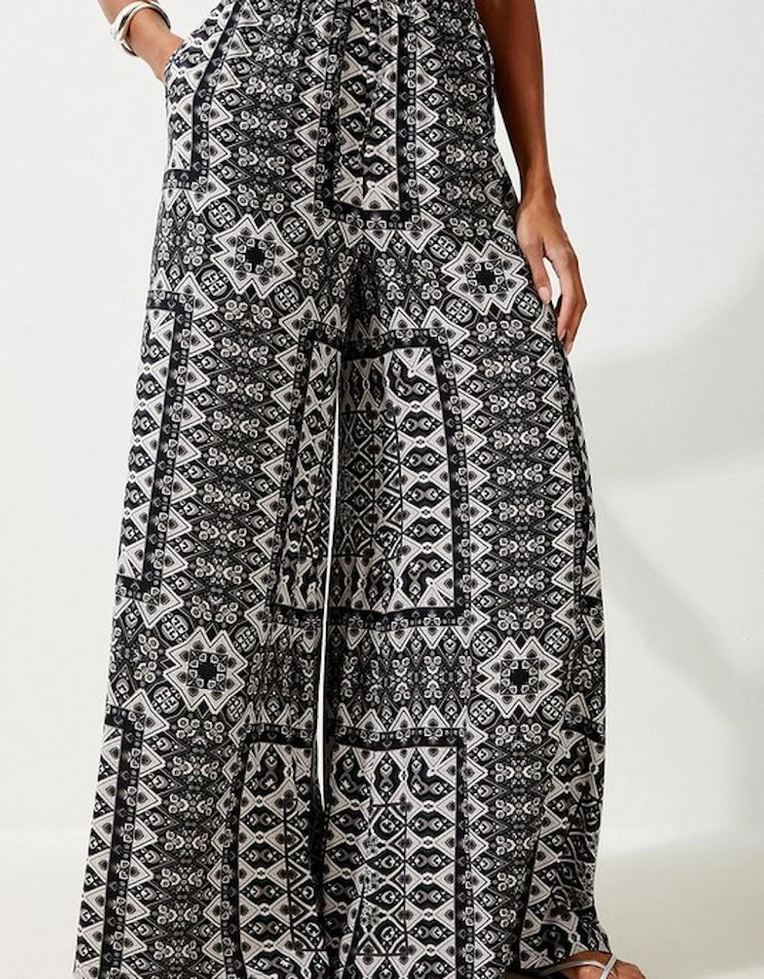 Tile Print Spun Viscose Beach Trousers