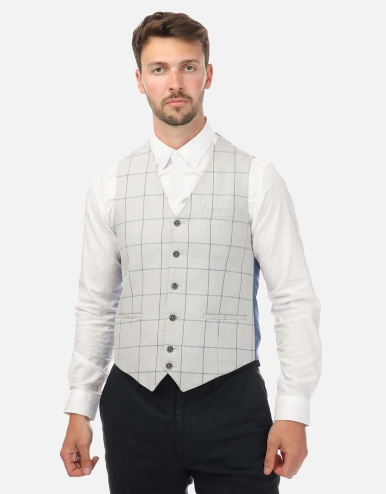 Italian Cotton and Wool Blend Check Waistcoat