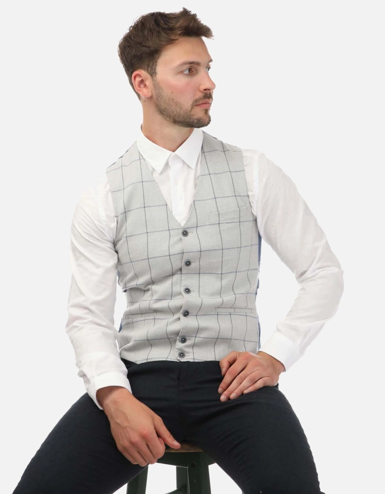 Italian Cotton and Wool Blend Check Waistcoat