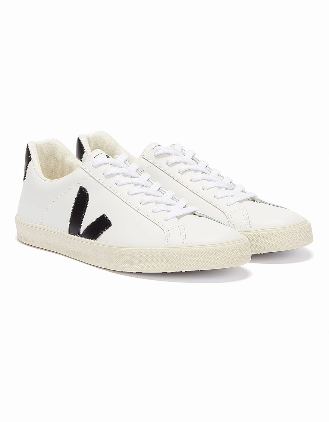 Esplar Leather Womens White / Black Trainers, 8 of 7