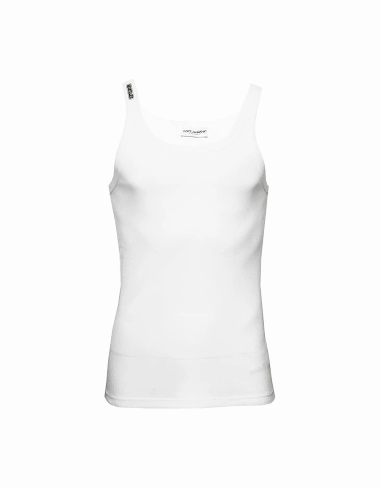 Fine-Rib Cotton Tank Top Vest, Optical White