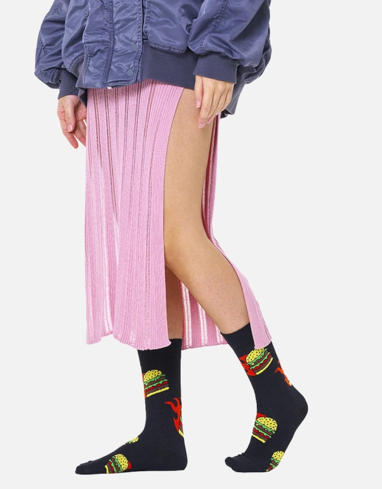 Flaming Burger Socks, Black