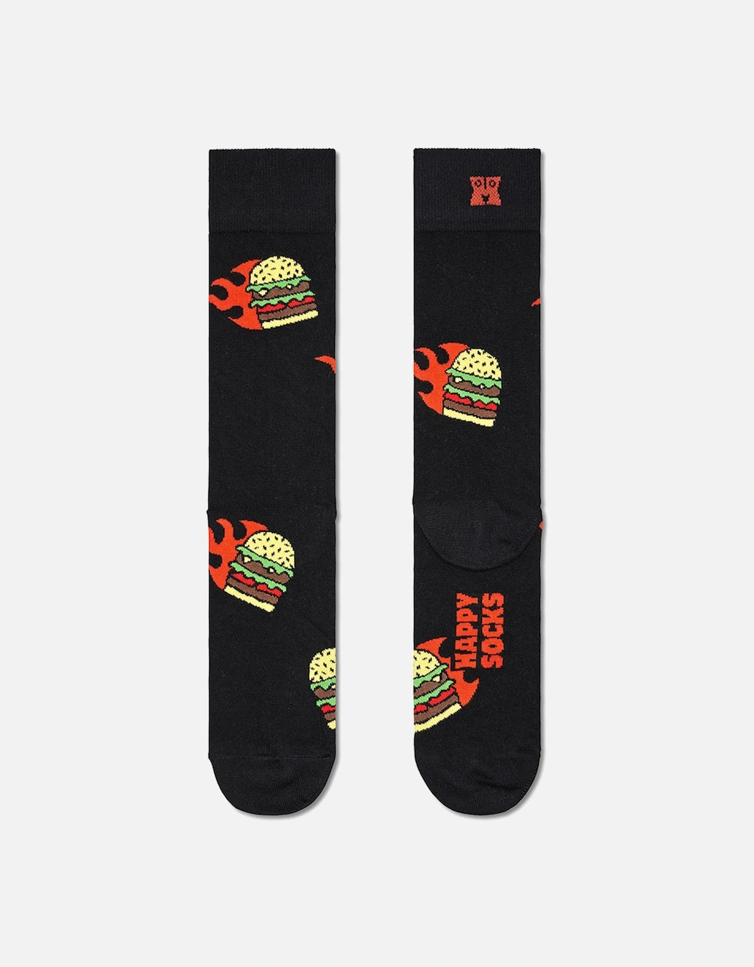 Flaming Burger Socks, Black, 5 of 4
