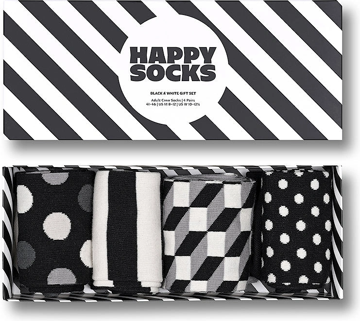 4-Pack Classic Socks Gift Set, Black/White