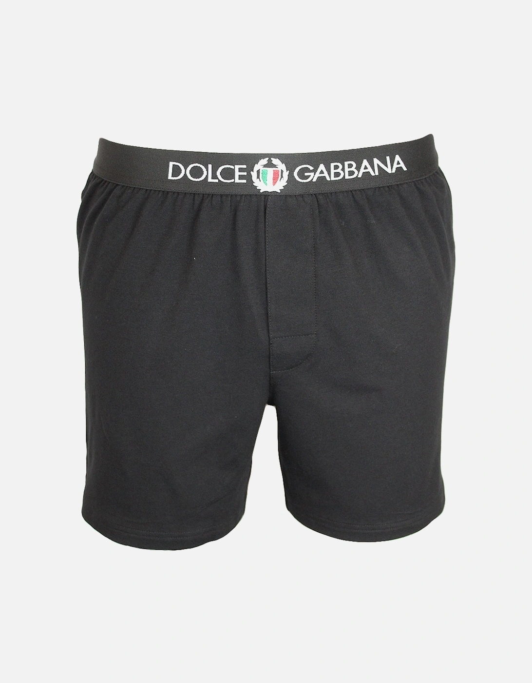 Dolce & Gabbana Men's Regular Cotton Stretch Boxer Shorts with Crest, Black - Size: 32/33/32