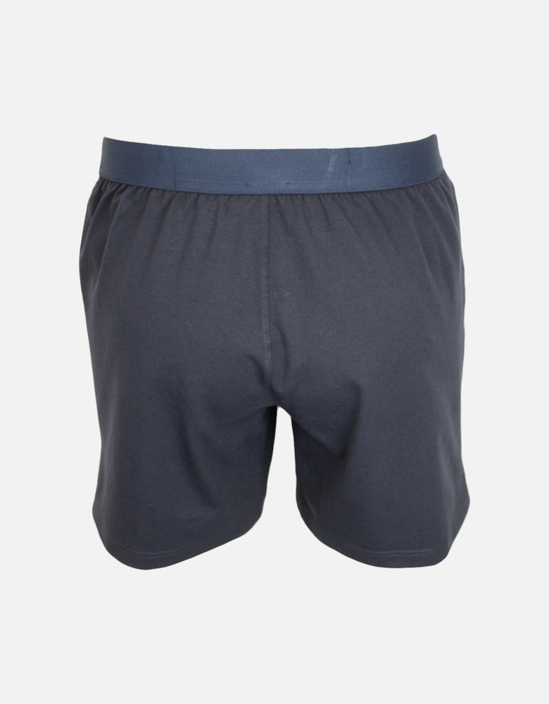 Regular Cotton Stretch Boxer Shorts with Crest, Navy Blue