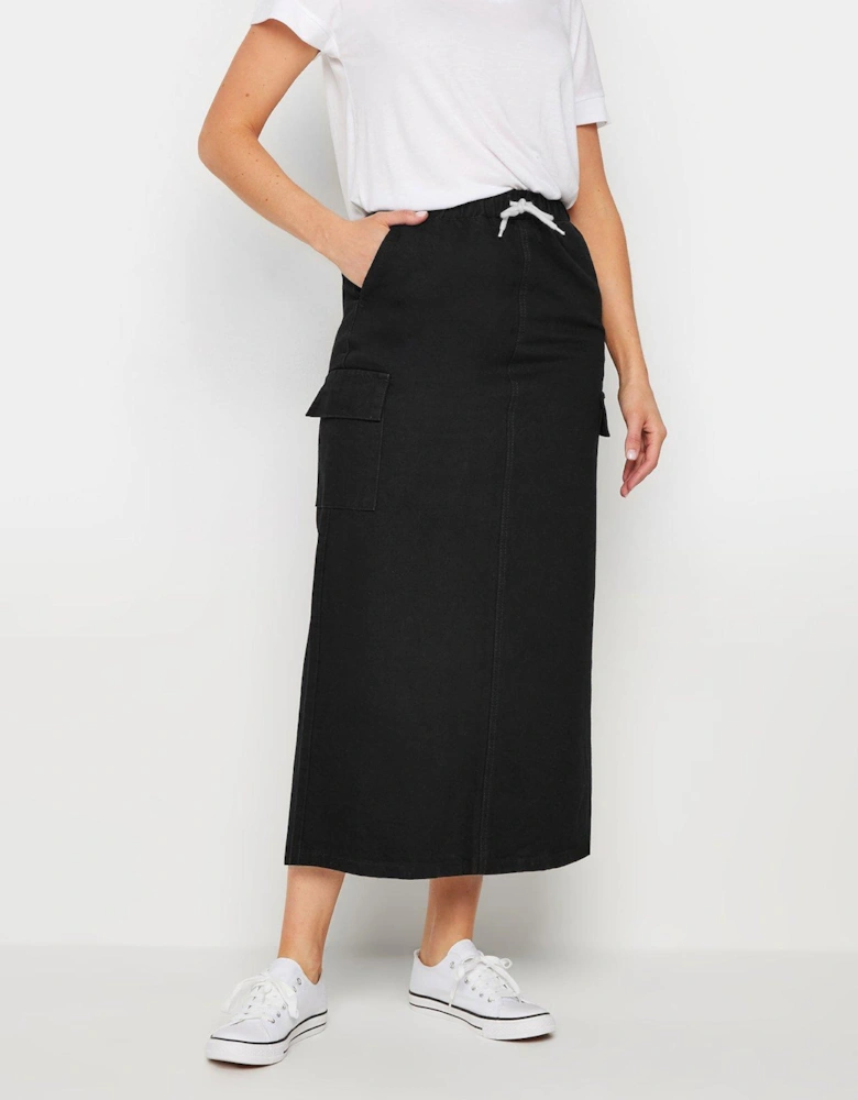 Tall Wash Denim Maxi Skirt - Black