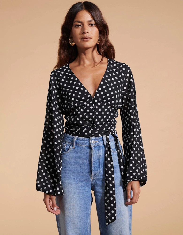 Polka Dot Blouse - Black