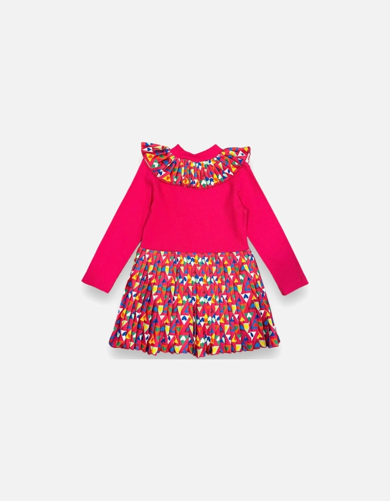 Fuchsia Multi Shape Frill Collar Dress