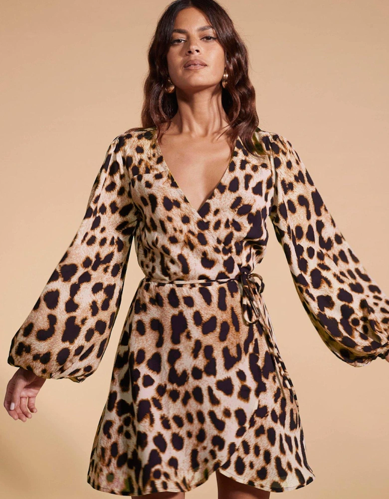 Leopard Print Mini Dress - Multi