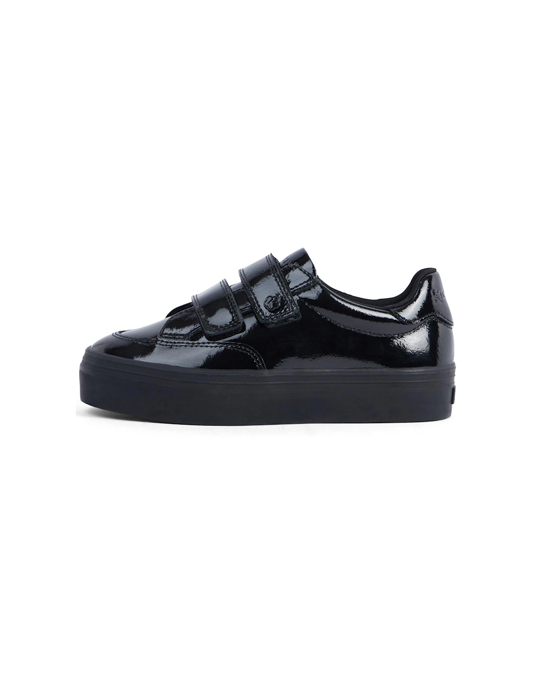 Girls Tovni Stack Lo Vel Patent Leather School Shoe - Black, 7 of 6