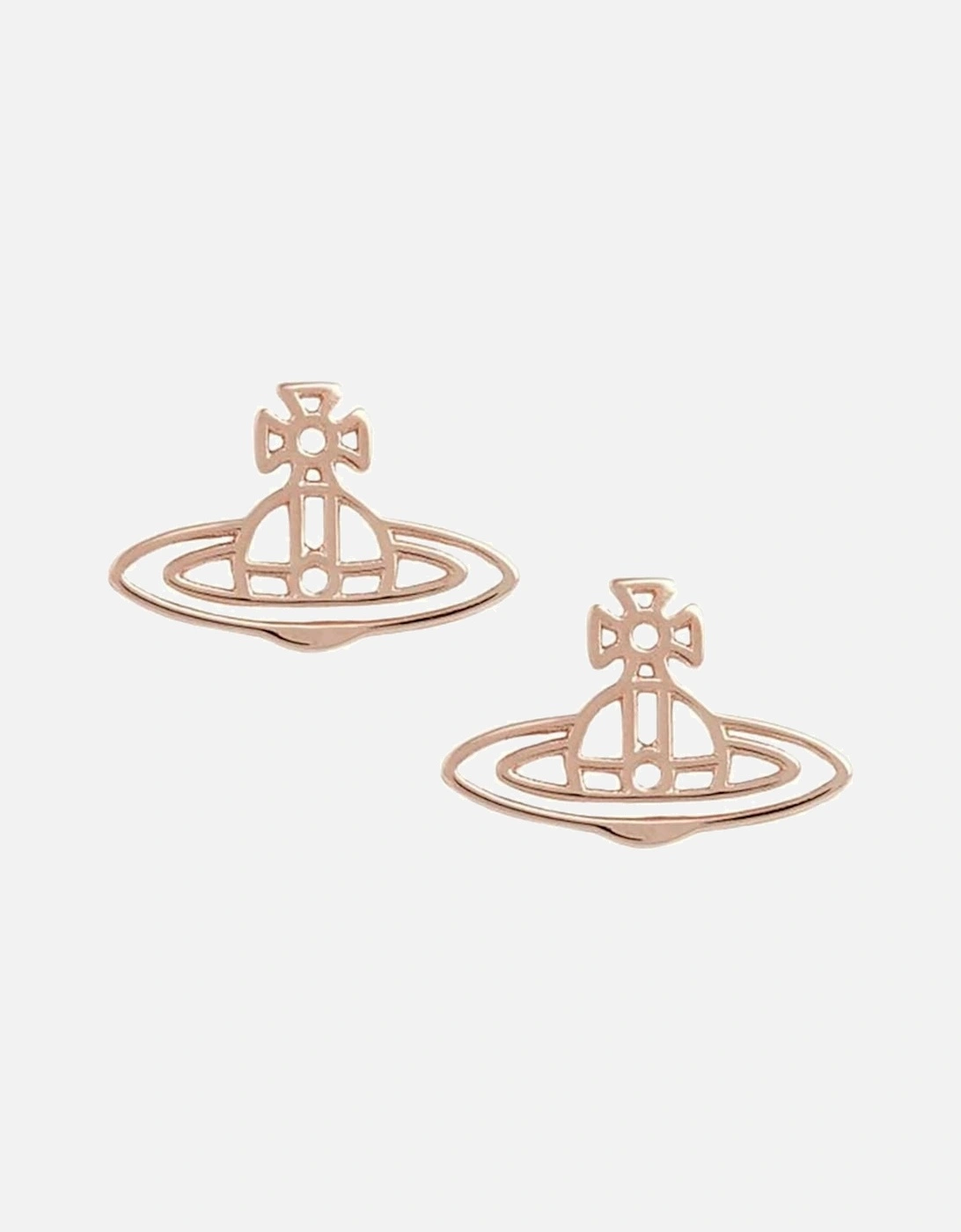 Vivienne Westwood Men's Thin lines flat orb stud earrings - Pink Gold - Size: NS