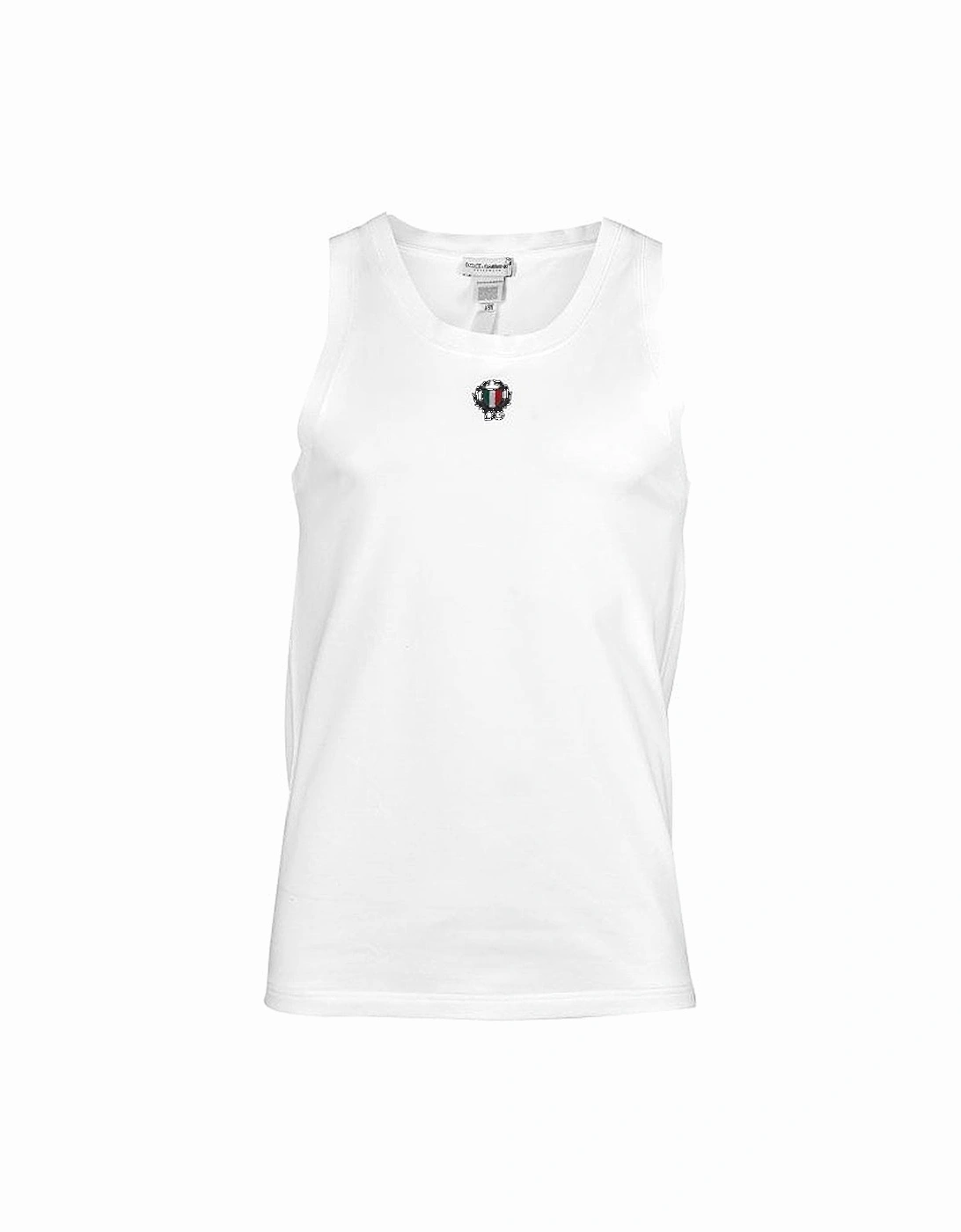 Two-Way Stretch Cotton Tank Top Vest with Crest, Optical White, 3 of 2