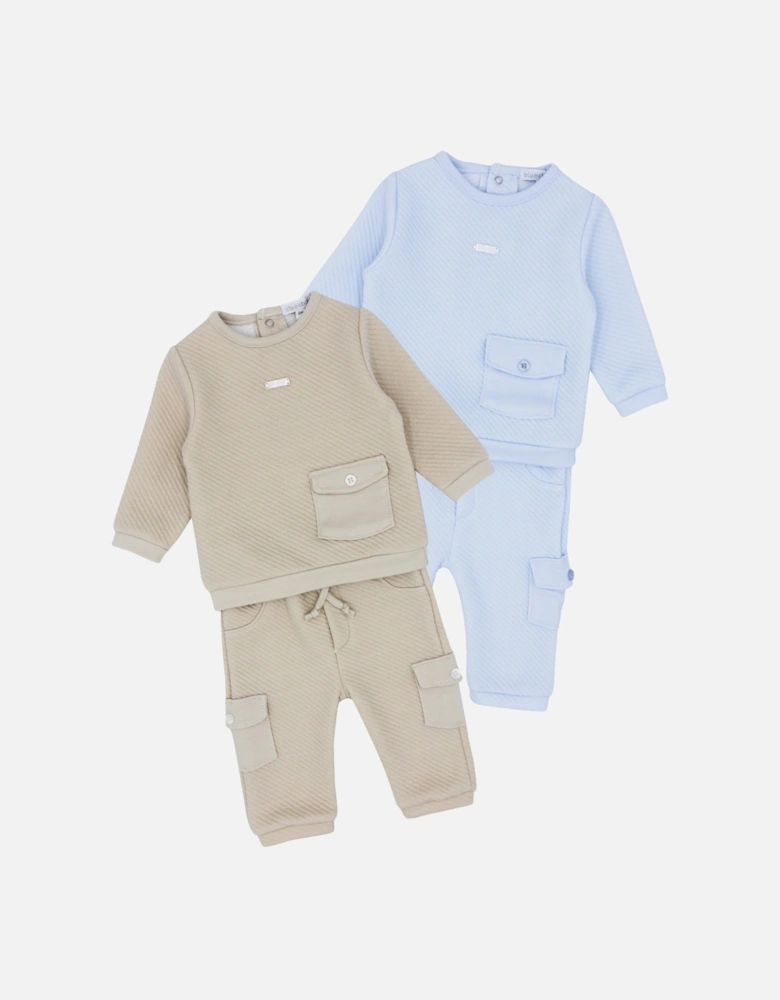 Beige Waffle Tracksuit Set