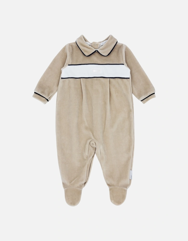 Beige Velour Babygrow