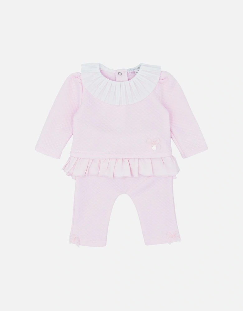 Pink Fan Collar Pant Set