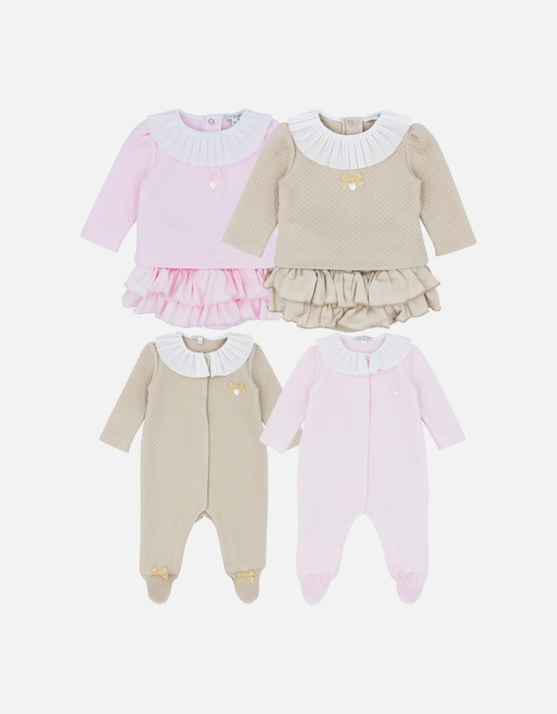 Beige Fan Collar Babygrow