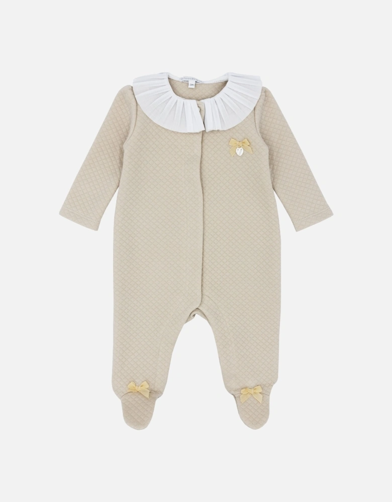 Beige Fan Collar Babygrow