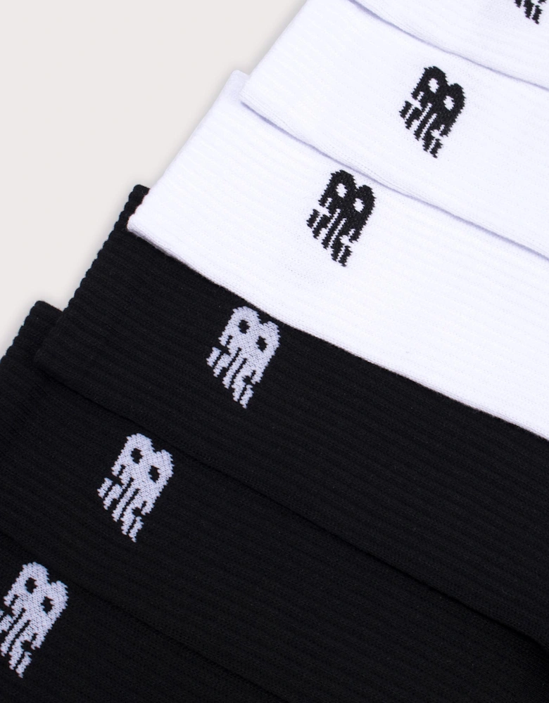 6 Pack Black/White Everyday Socks