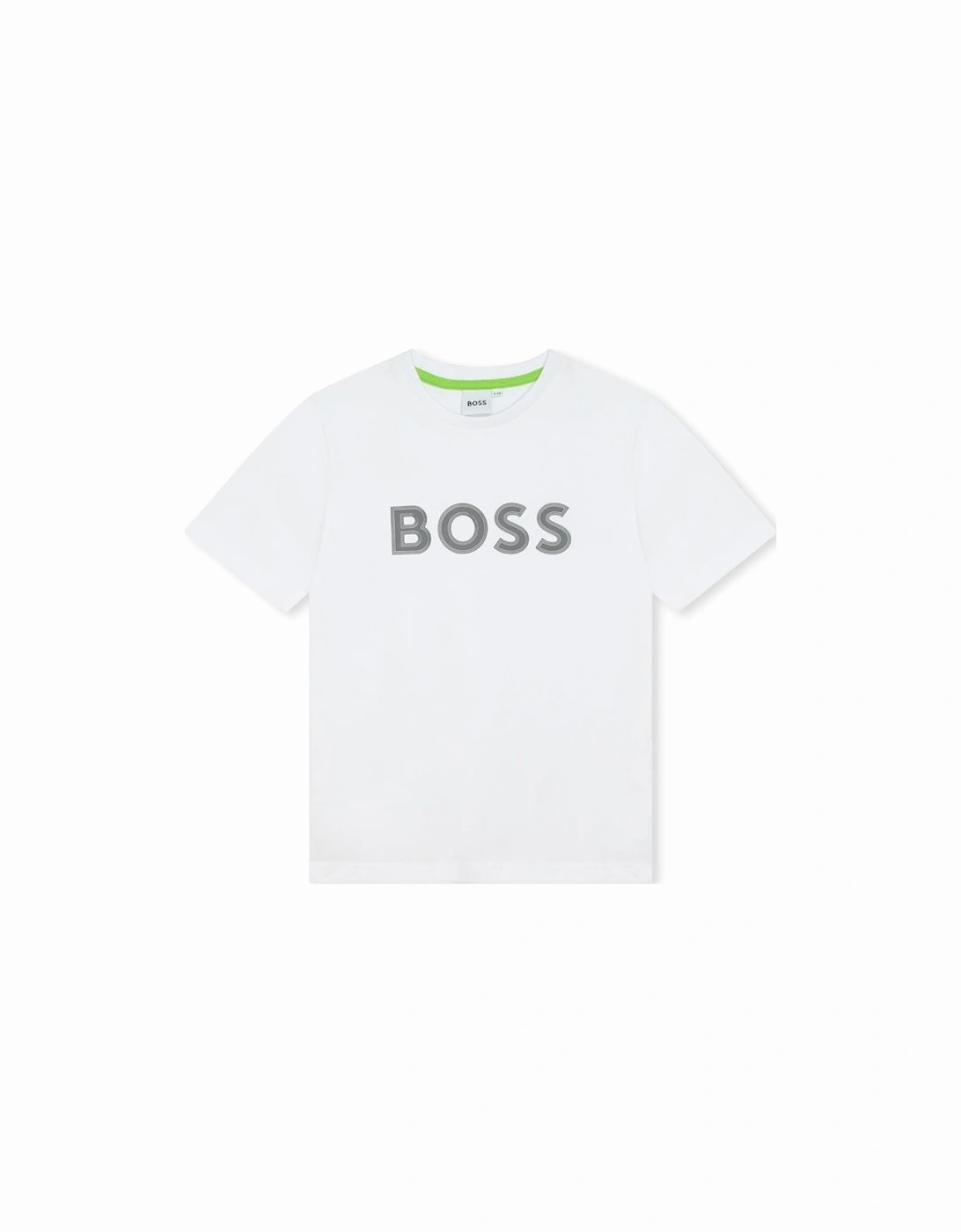 Boss Boys White T shirt With Black Logo, 3 of 2