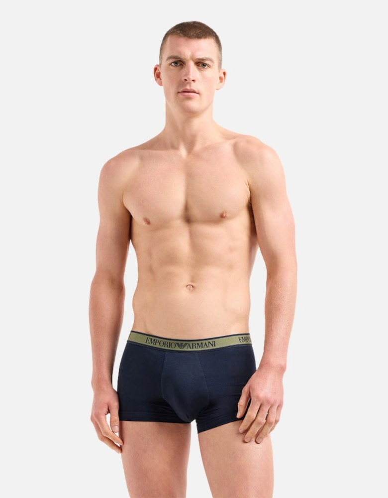 3-Pack Stretch Cotton Boxer Trunks, Navy