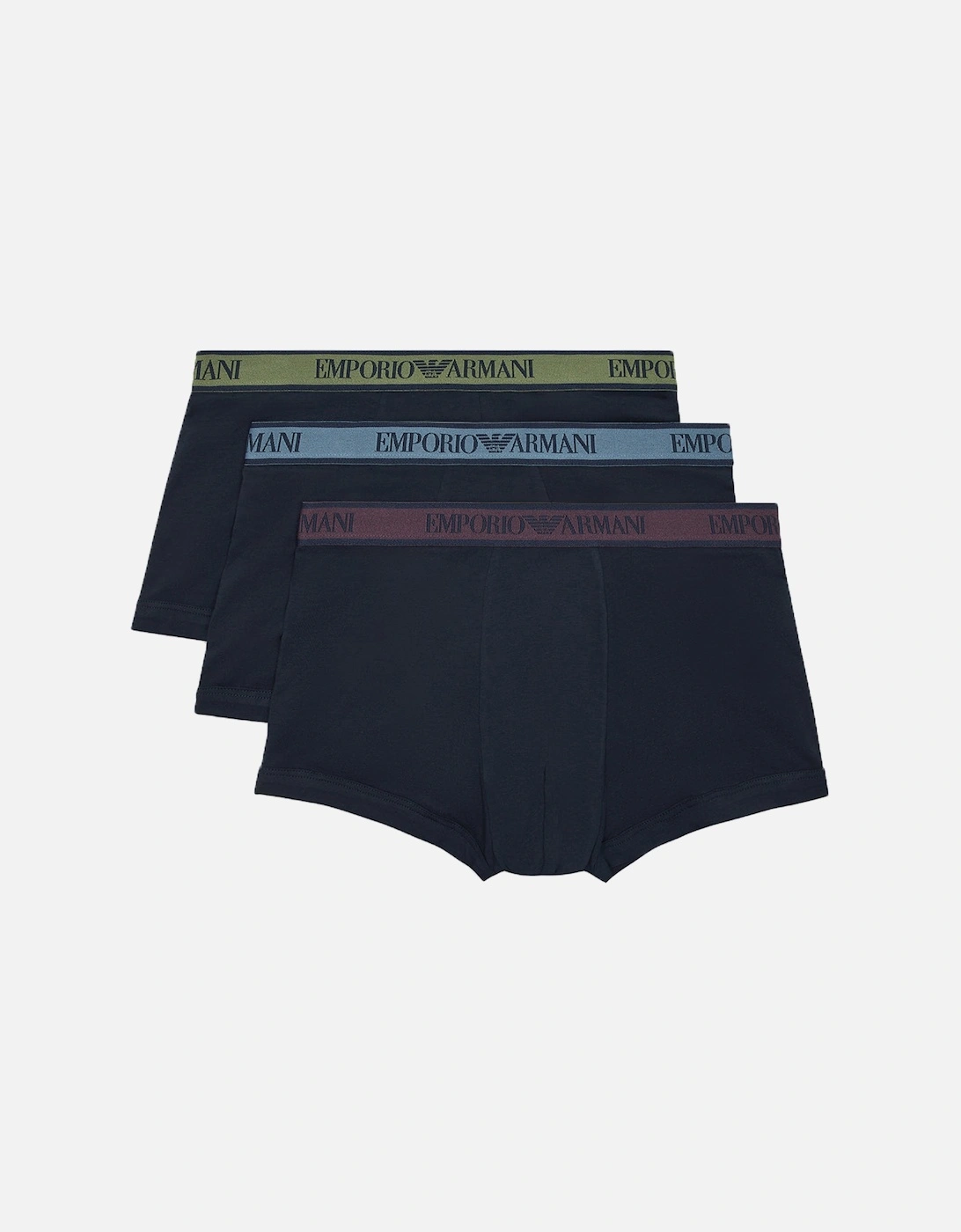 Emporio Armani Mens 3-Pack Stretch Cotton Boxer Trunks, Navy - Black - Size: 32/33/32 - Love the Sales